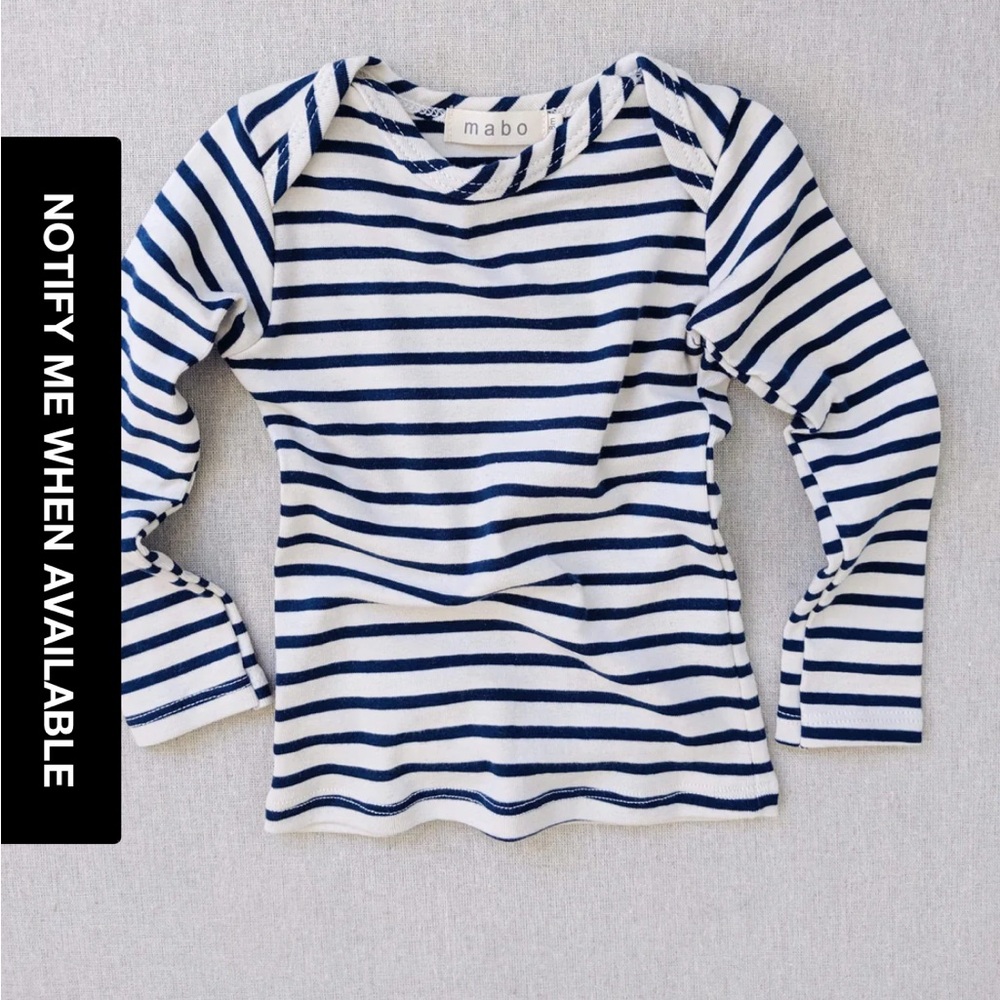Mabo organic cotton basics - lap tee, nautical stripe natural - 12 month EUC